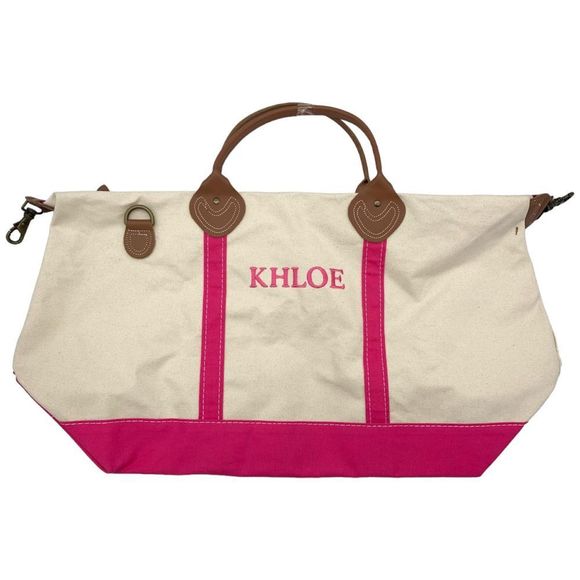 CB Station Canvas Pre-Personalized Weekender with Pouch Hot Pink - Picture 2 of 4